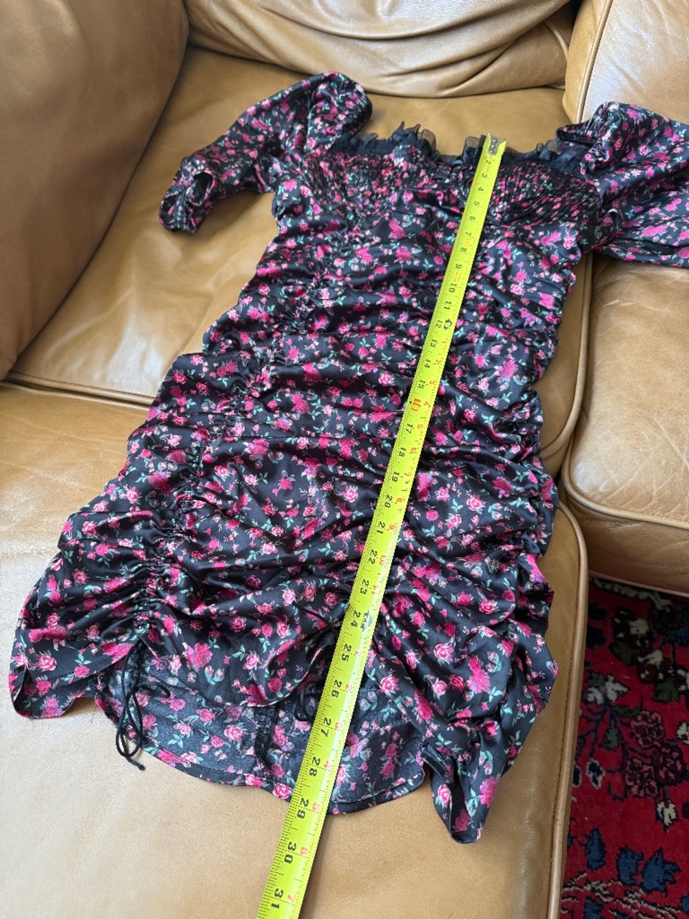 For Love And Lemons Black Mini Dress with Pink Floral Print - Picture 13 of 13